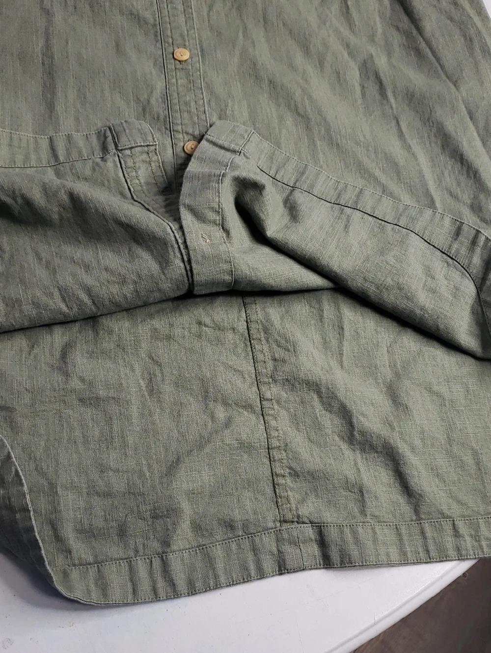 LL Bean Signature 100% Cotton Camp Button Front Shirt Dress Size M Olive Gray - Picture 16 of 16